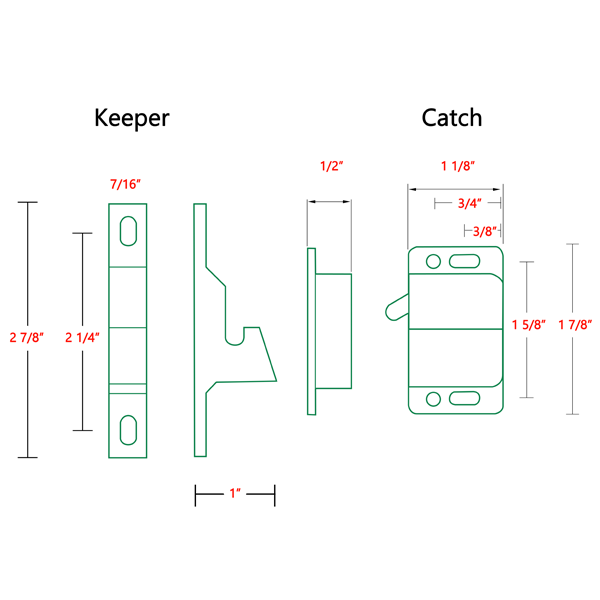 Grabber Catches 10 LB Cabinet Push to Close Latch RV Boat Hardware - 4 Pack
